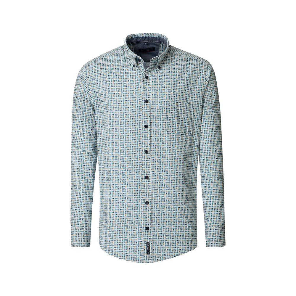 Casa Moda Spot Pattern LS Shirt Petrol