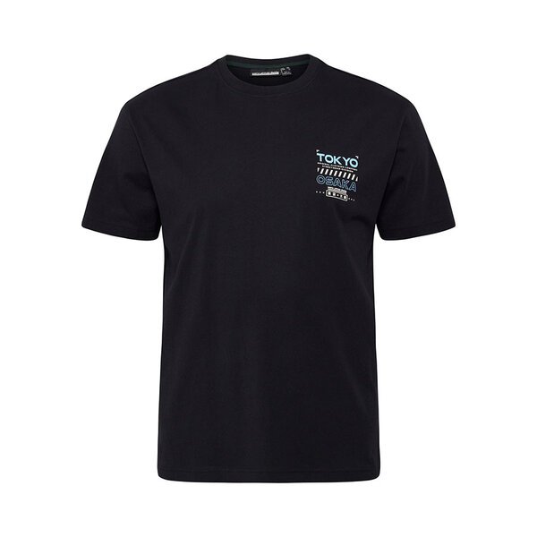 NORTH LATITUDE - Small Print Tokyo Osaka Tee Black-shop-by-brands-Beggs Big Mens Clothing - Big Men's fashionable clothing and shoes