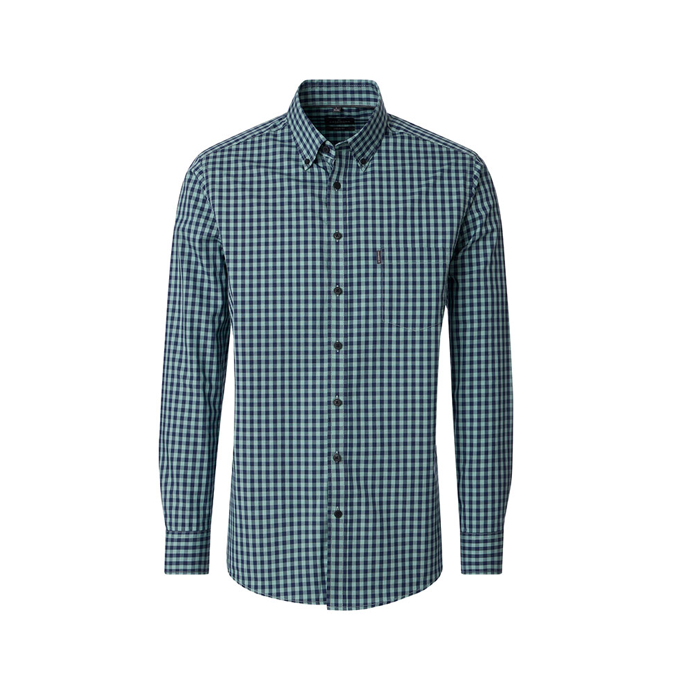CASA MODA Small Gingham Check LS Shirt Green