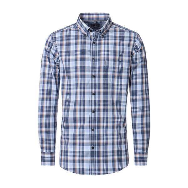 CASA MODA Big Check LS Shirt Blue-shop-by-brands-Beggs Big Mens Clothing - Big Men's fashionable clothing and shoes
