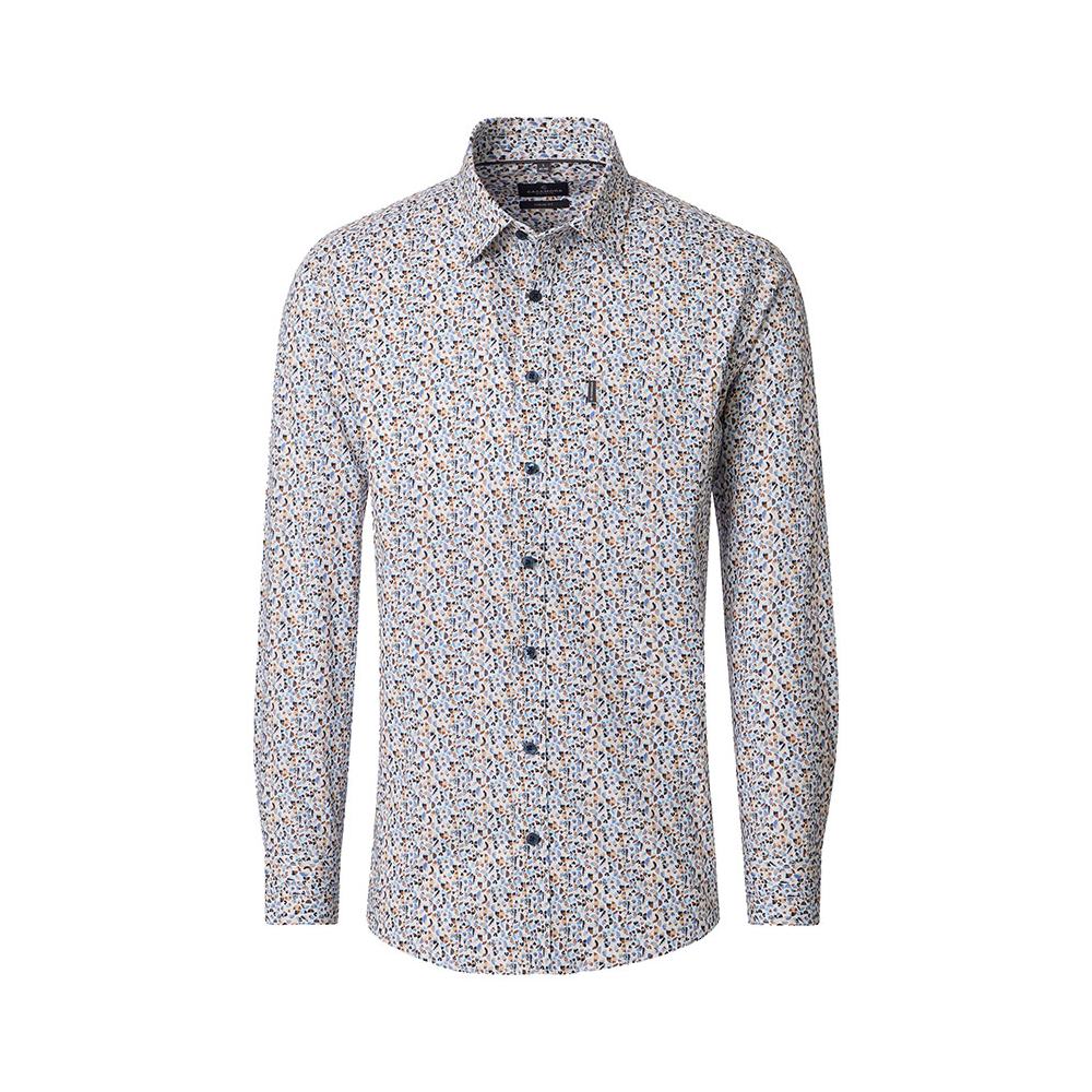 CASA MODA Abstract Pattern LS Shirt Beige