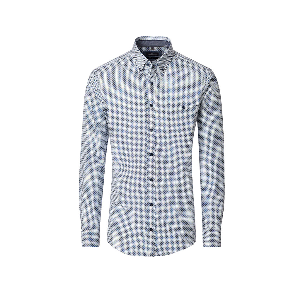 CASA MODA Spot Pattern LS Shirt Blue