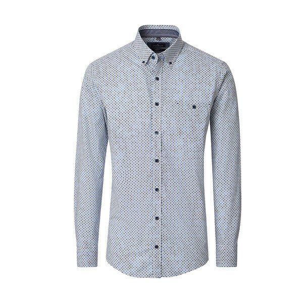 CASA MODA Spot Pattern LS Shirt Blue-shop-by-brands-Beggs Big Mens Clothing - Big Men's fashionable clothing and shoes