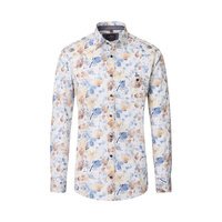CASA MODA Muted Floral Print LS Shirt Blue Beige 
