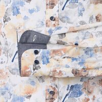 CASA MODA Muted Floral Print LS Shirt Blue Beige 