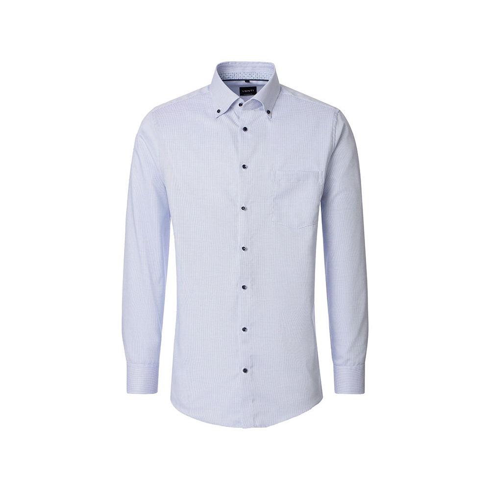 Venti Small Pattern City LS Button down Shirt Blue