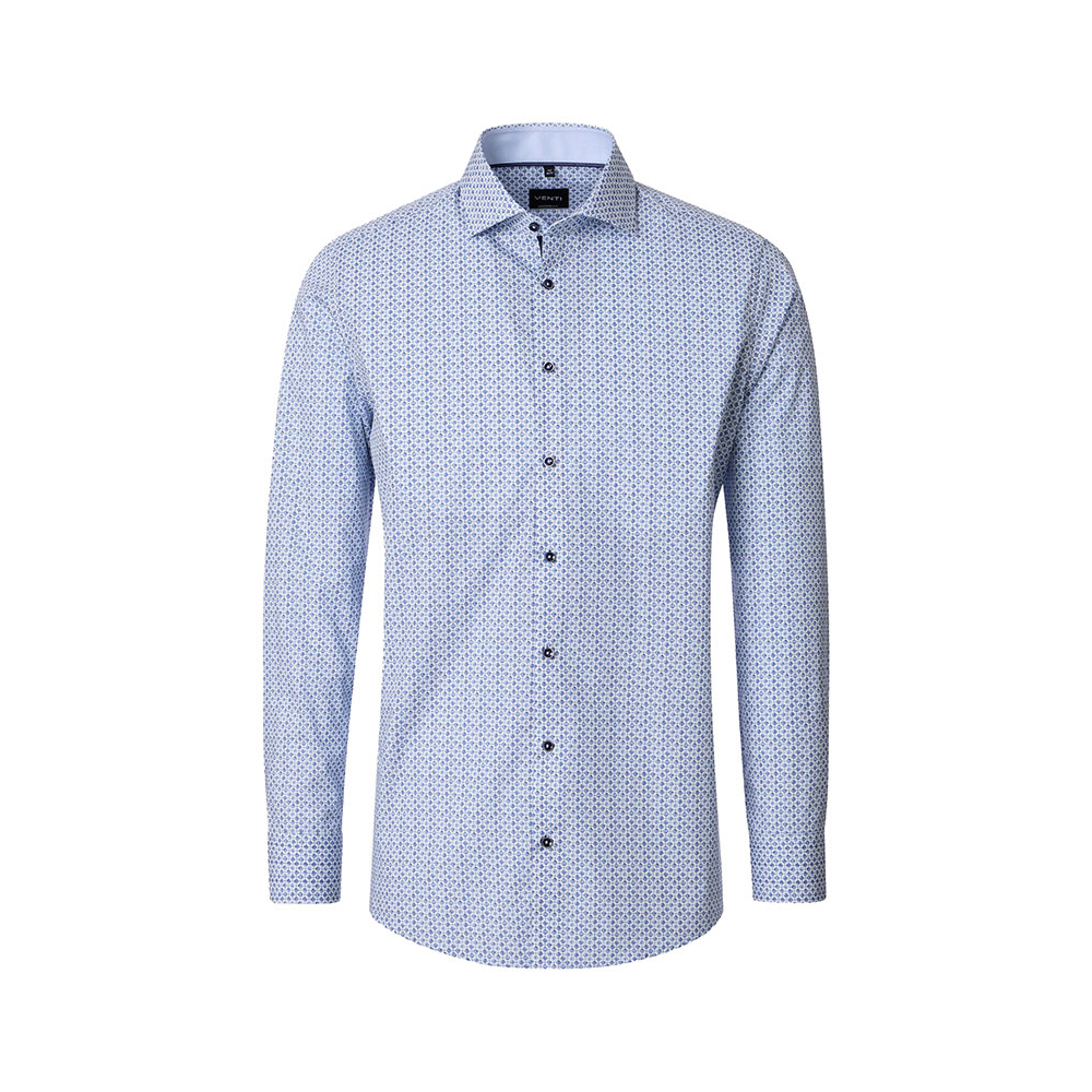 Venti Diamond Pattern City LS Shirt Blue