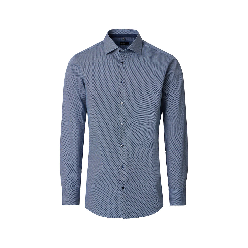 Venti Small Cross Pattern City LS Shirt Navy