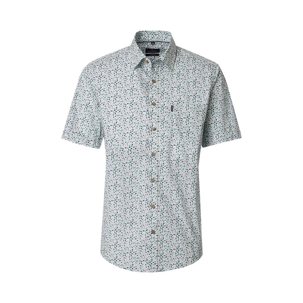 Casa Moda Abstract Patter Short Sleeve Shirt Green