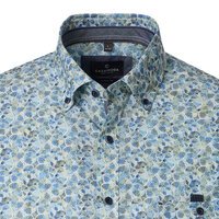 Casa Moda Lime Pattern Short Sleeve Shirt Green Blue
