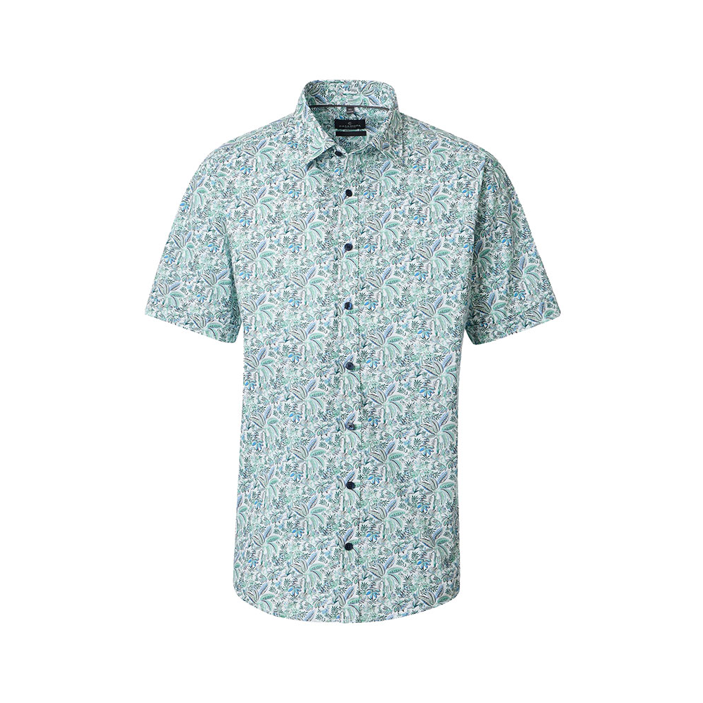 Casa Moda Fern Pattern Short Sleeve Shirt Green Blue