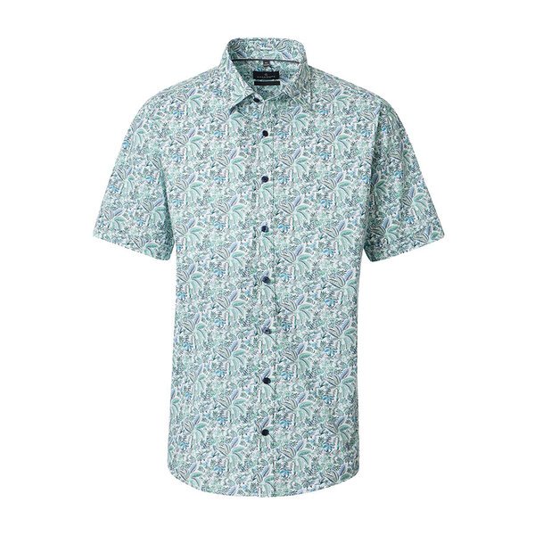 Casa Moda Fern Pattern Short Sleeve Shirt Green Blue-shop-by-brands-Beggs Big Mens Clothing - Big Men's fashionable clothing and shoes