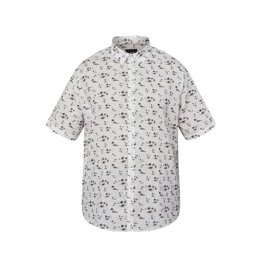 NORTH LATITUDE Linen Mix Palm Tree Short Sleeve Shirt