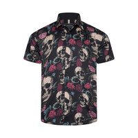 KAM Floral Skull Print Shirt