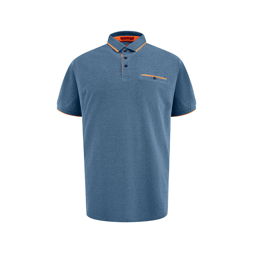 D555 Teal Pique Polo with Jacquard Collar