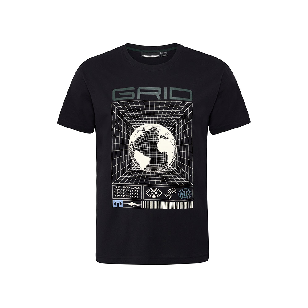 NORTH LATITUDE - Grid Print Tee Black