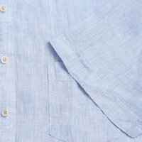 Casa Moda Grandad Collar Linen Short Sleeve Shirt