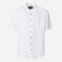 Casa Moda Grandad Collar Linen Short Sleeve Shirt