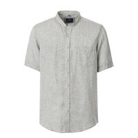 Casa Moda Grandad Collar Linen Short Sleeve Shirt