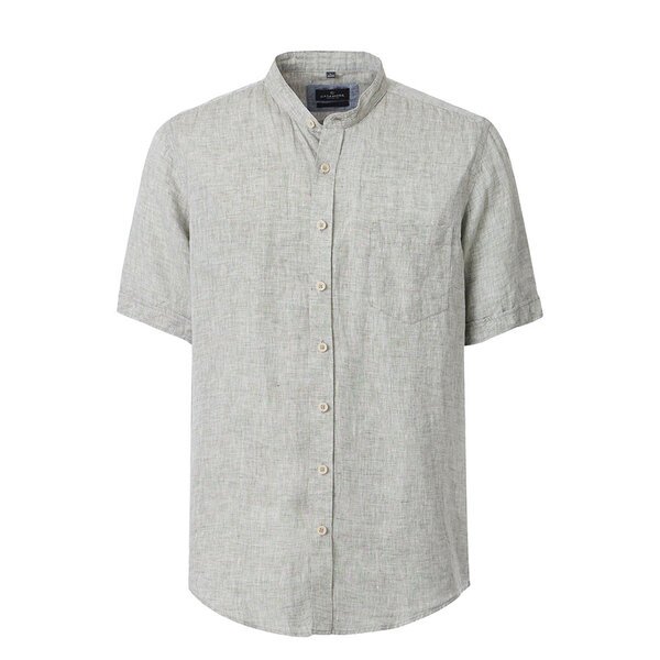 Casa Moda Grandad Collar Linen Short Sleeve Shirt-shop-by-brands-Beggs Big Mens Clothing - Big Men's fashionable clothing and shoes