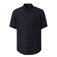 Casa Moda Grandad Collar Linen Short Sleeve Shirt