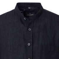Casa Moda Grandad Collar Linen Short Sleeve Shirt