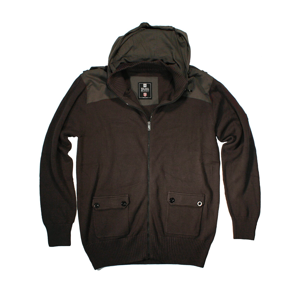 Duke Hooded Military Khaki Cardigan
