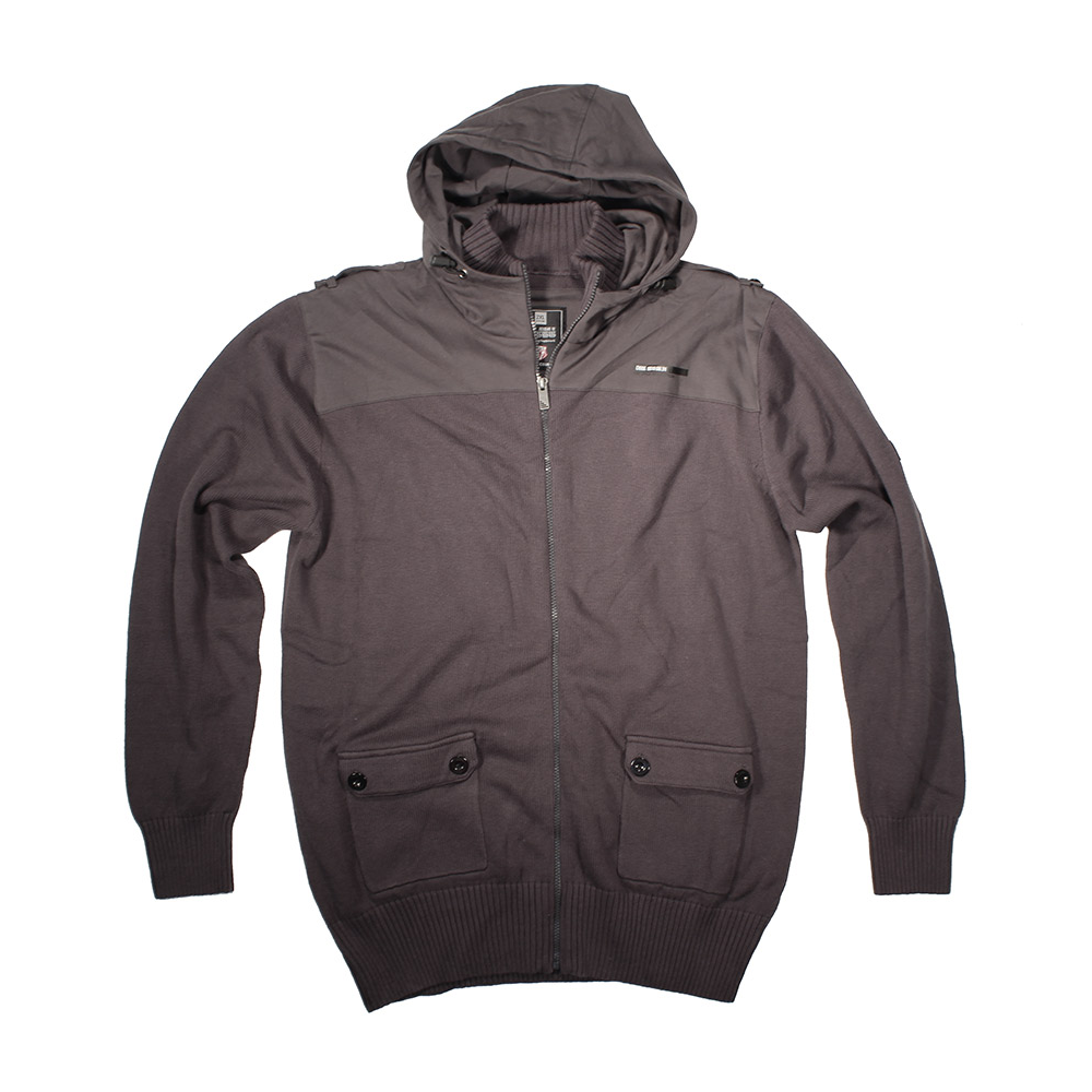 Duke Hooded Military Charcoal Cardigan