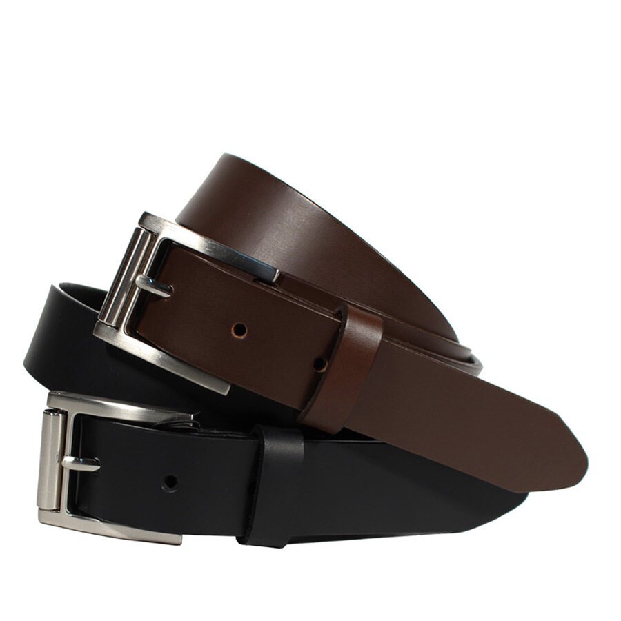 Buckle Leather Suit Belt for Large Men Black and Brown